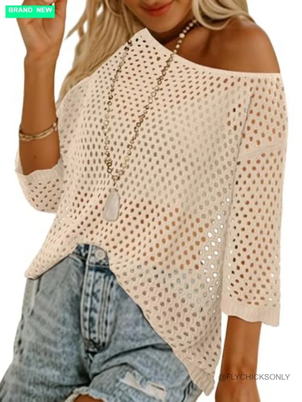 Women Crochet Hollow Out Cover Up Beach Swim Top